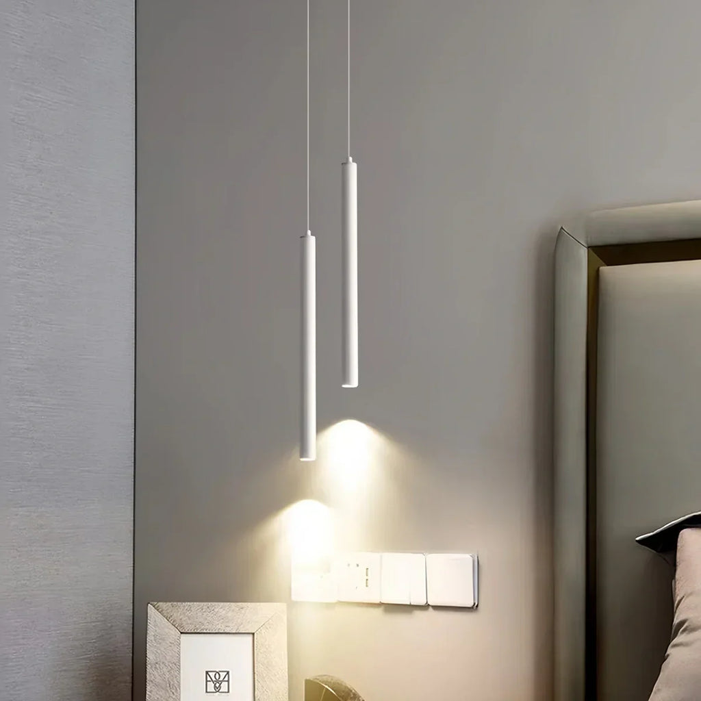 Moderne lange LED-Rohr-Pendelleuchte als Nachttischlampe | Desfino