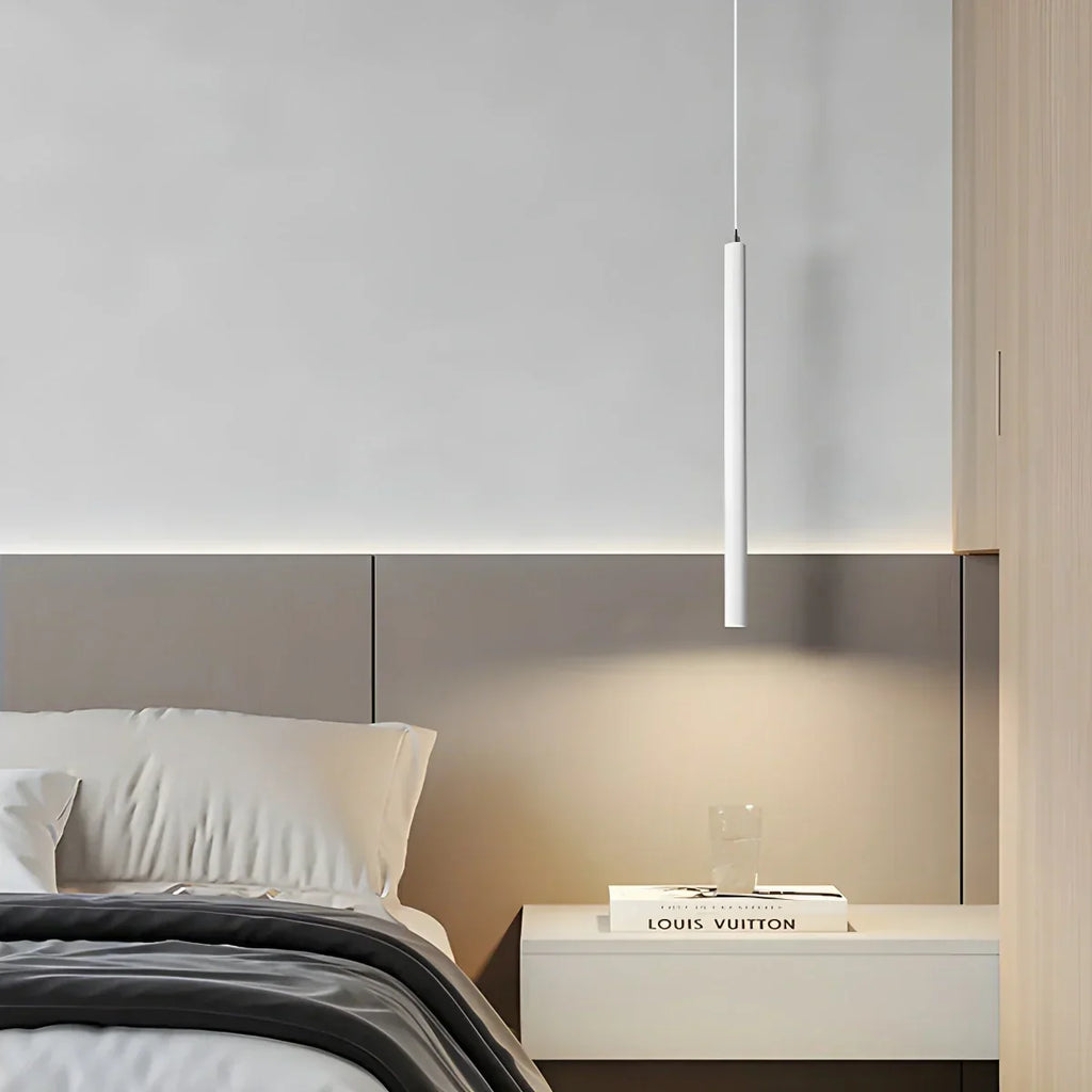 Moderne lange LED-Rohr-Pendelleuchte als Nachttischlampe | Desfino