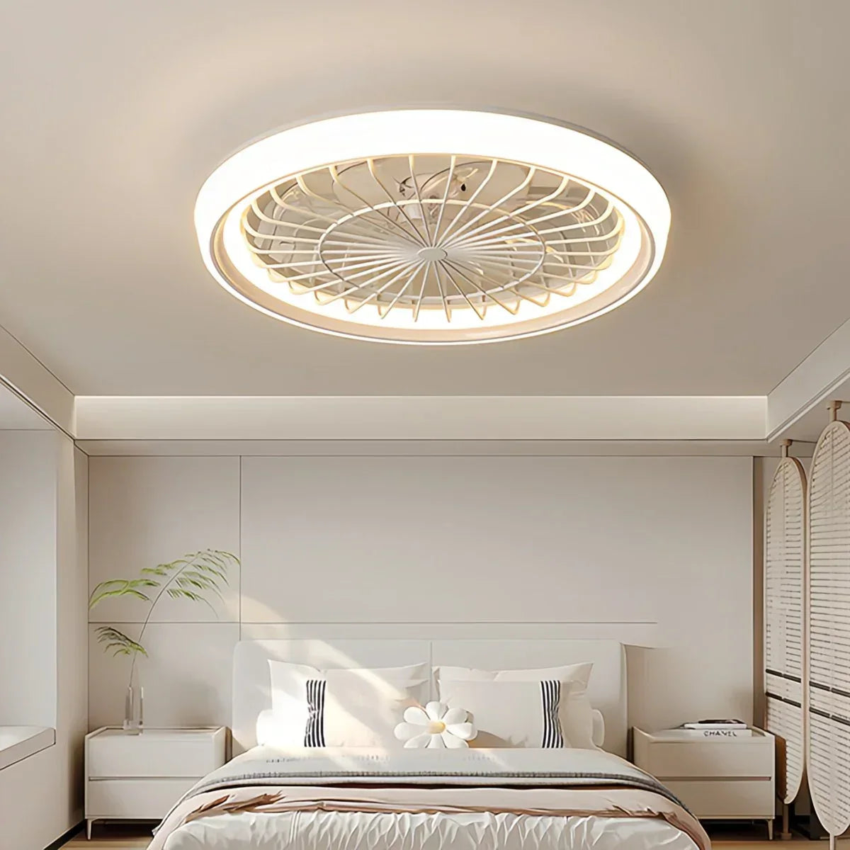 Modern Round LED Ceiling Fan Light for Bedroom | Desfino