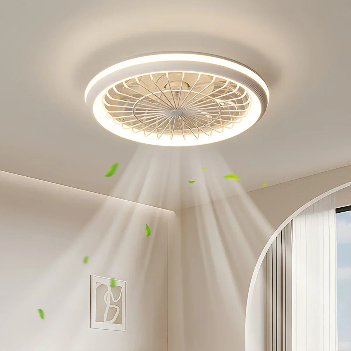 Modern Round LED Ceiling Fan Light for Bedroom | Desfino