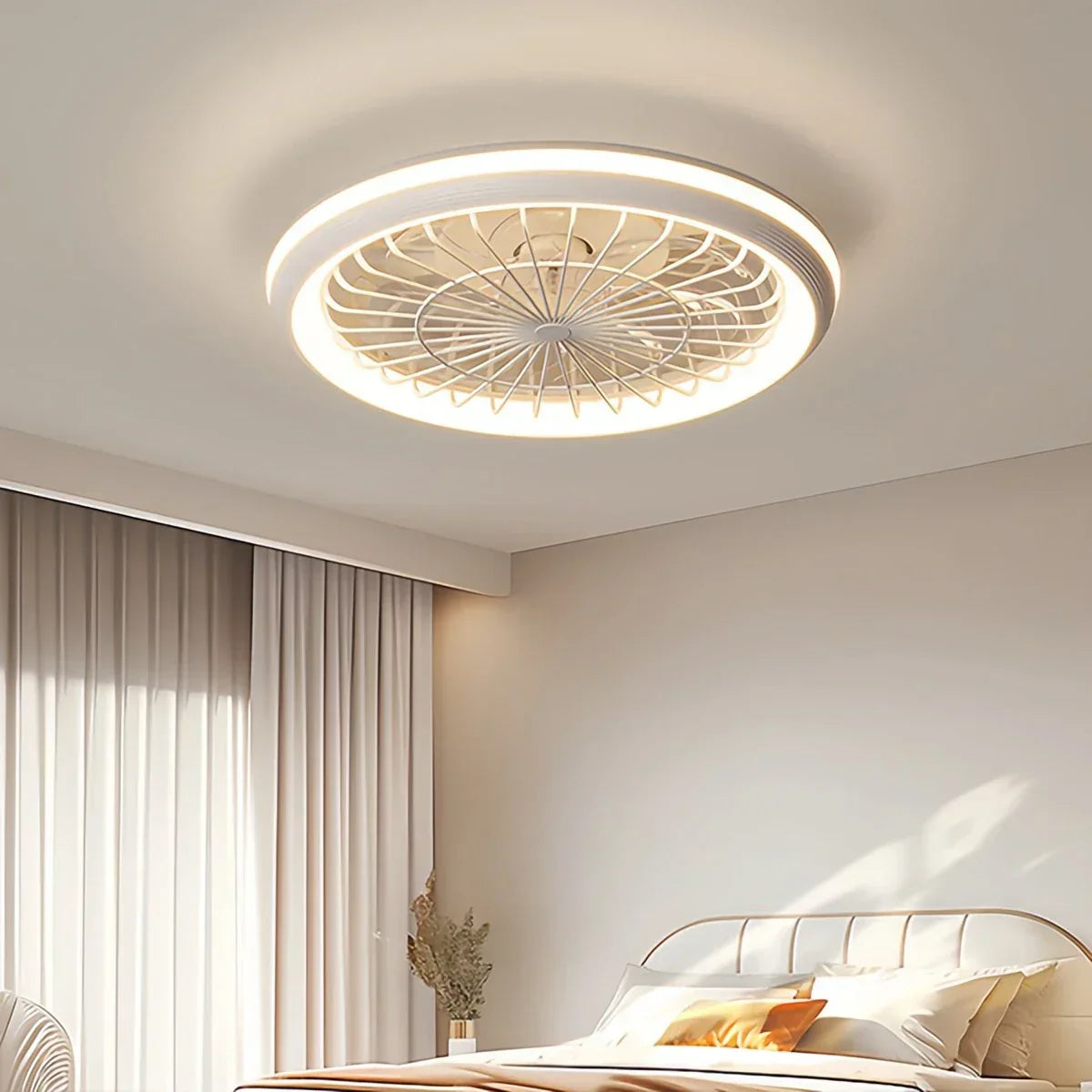 Modern Round LED Ceiling Fan Light for Bedroom | Desfino