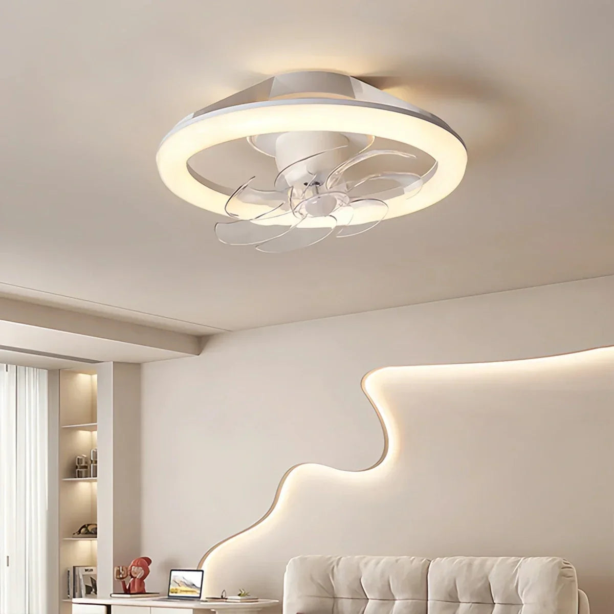 Kreative runde LED-Deckenventilatorleuchte | Desfino