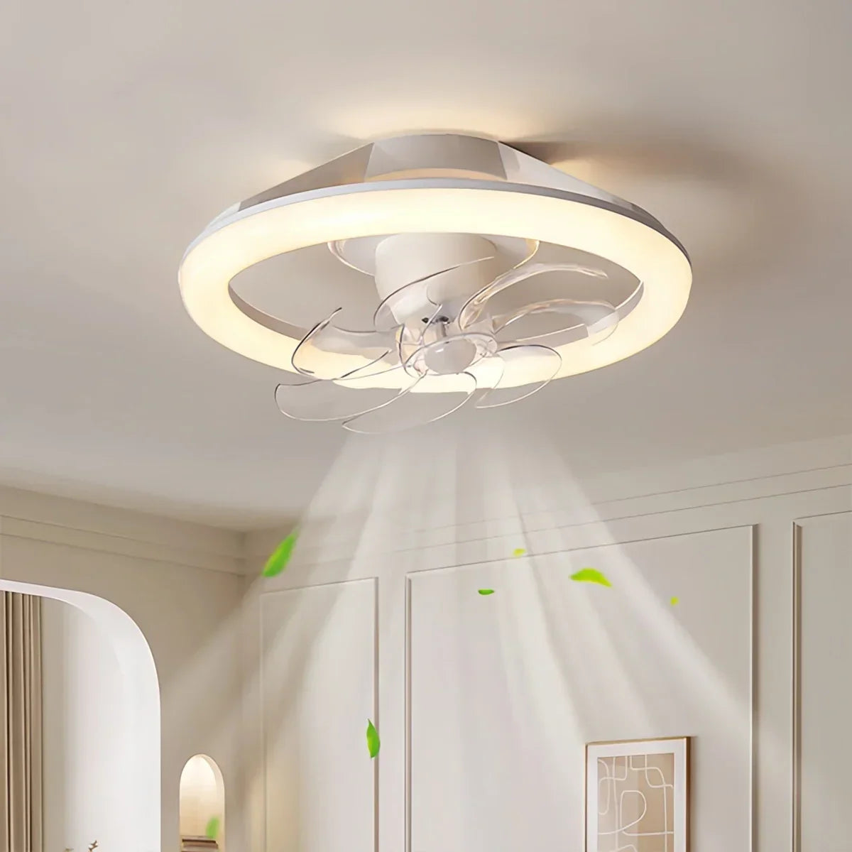 Kreative runde LED-Deckenventilatorleuchte | Desfino