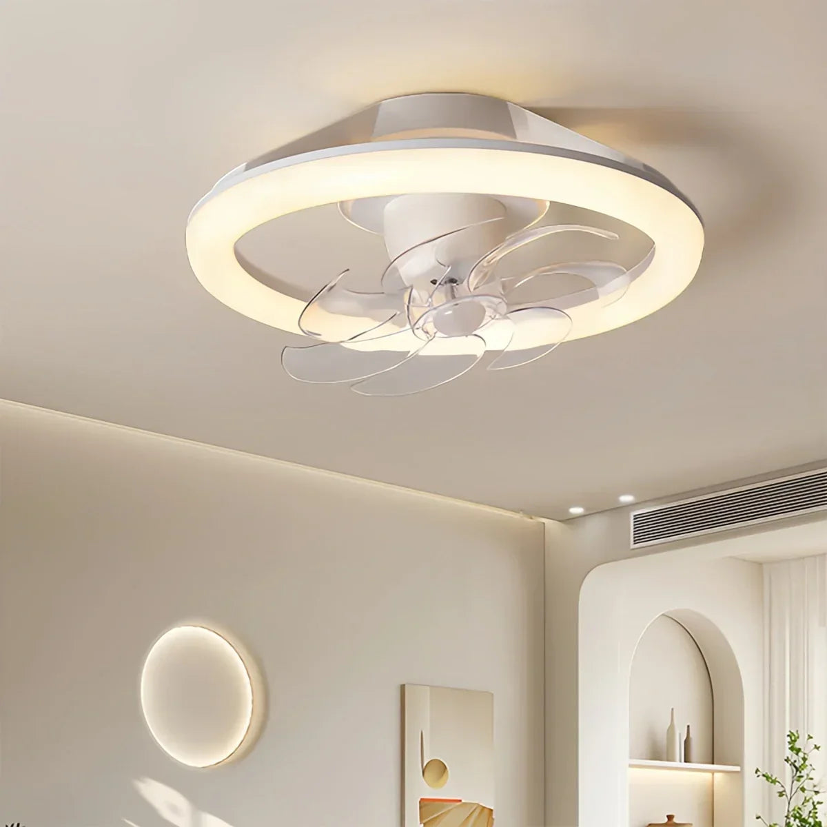 Kreative runde LED-Deckenventilatorleuchte | Desfino