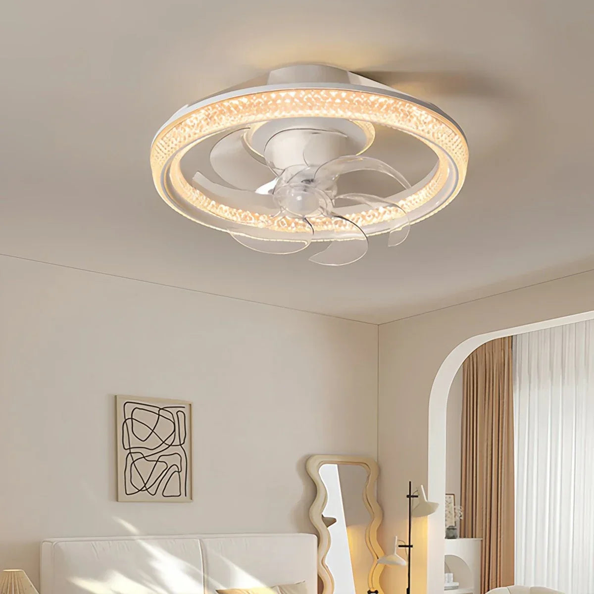 Kreative runde LED-Deckenventilatorleuchte | Desfino