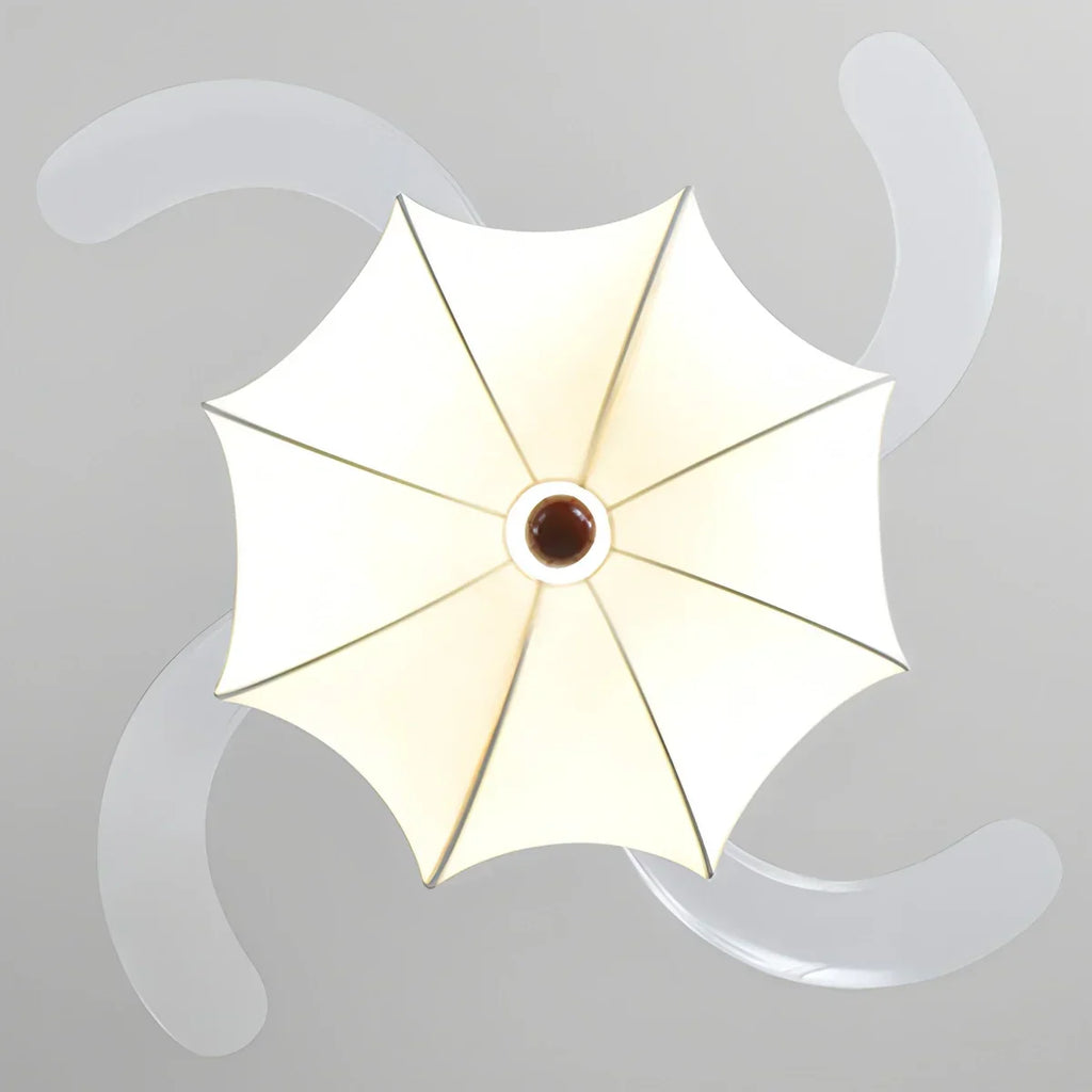 Retro-Deckenventilator mit Stoffschirm und Licht für das Esszimmer | Desfino
