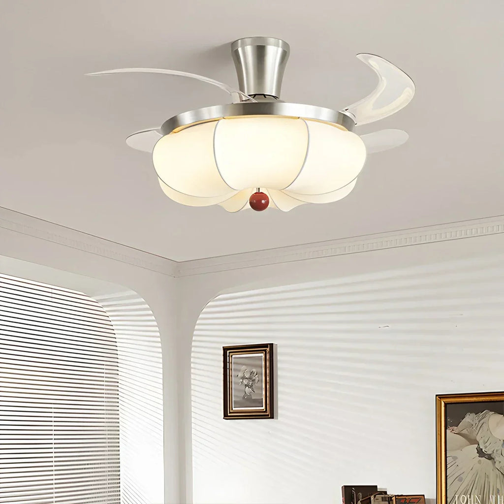 Retro-Deckenventilator mit Stoffschirm und Licht für das Esszimmer | Desfino