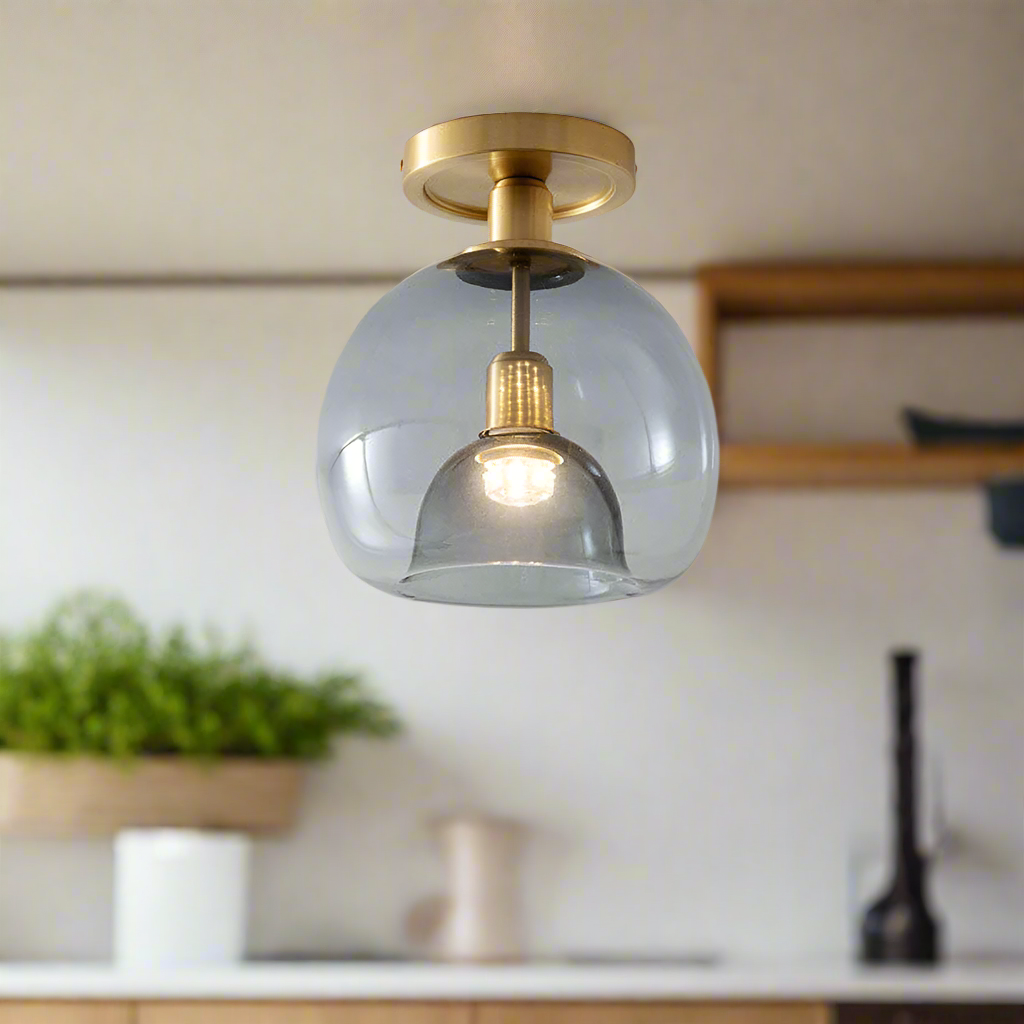 Aveline-harmaa lasinen kattovalaisin — minimalistinen siluetti - Desfino
