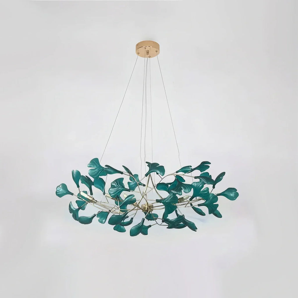Kronleuchter mit Ginkgoblättern aus Acrylglas für den Essbereich | Desfino