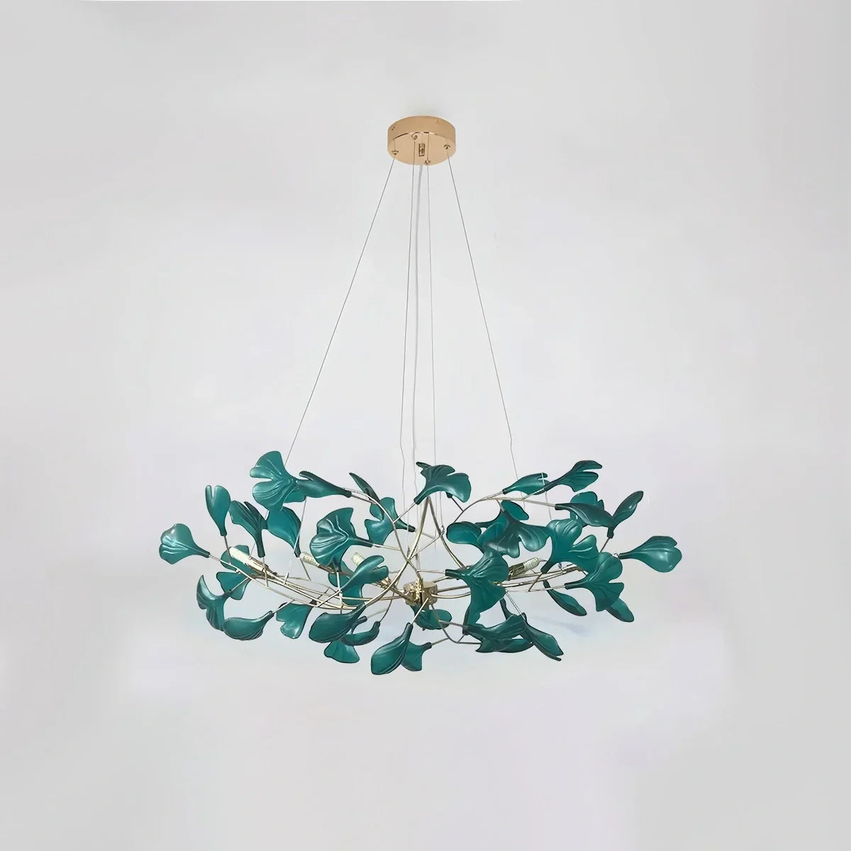 Kronleuchter mit Ginkgoblättern aus Acrylglas für den Essbereich | Desfino