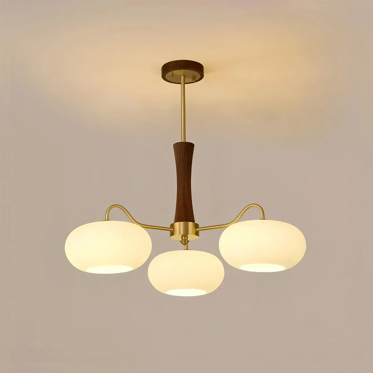Brass Wooden Persimmon Chandelier | Desfino