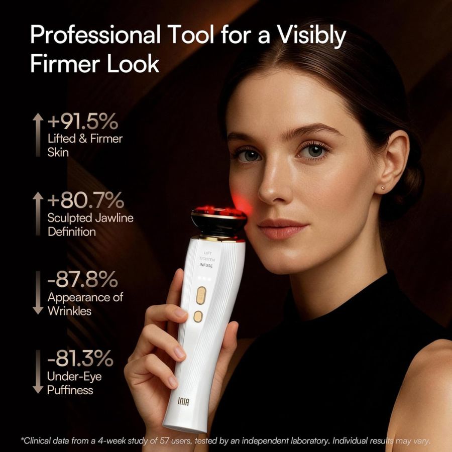 Elevador Facial e do Pescoço LuminaSculpt — Dispositivo de Luz Vermelha 3-em-1 sem Fios - Desfino