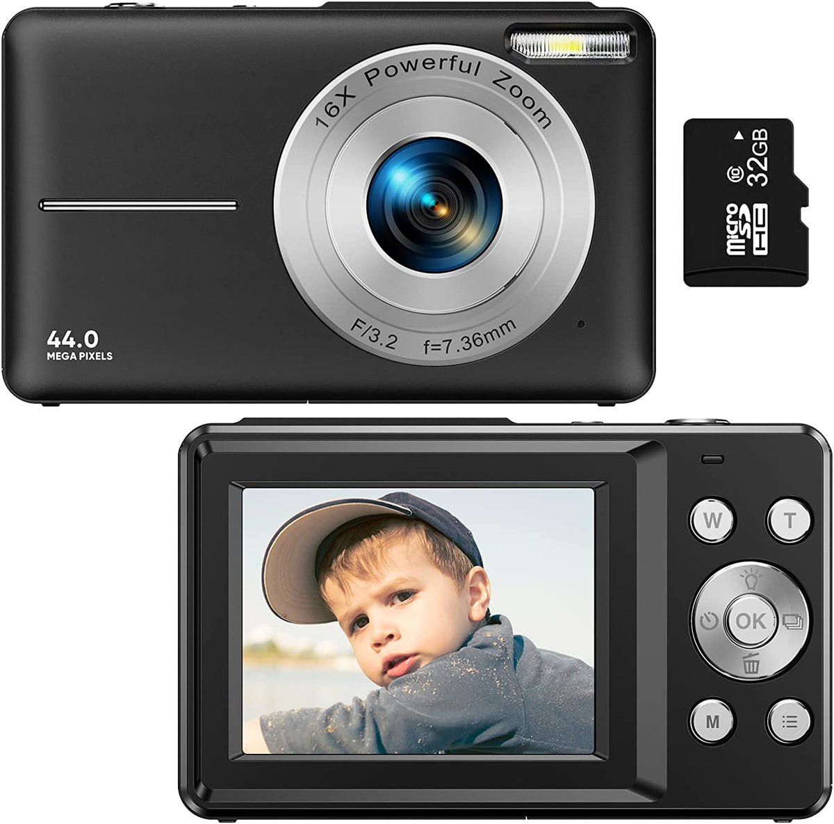 Cameră pentru vlogging de 44MP — HD 1080P, zoom 16X, ecran LCD reîncărcabil de 2.4 inch - Desfino