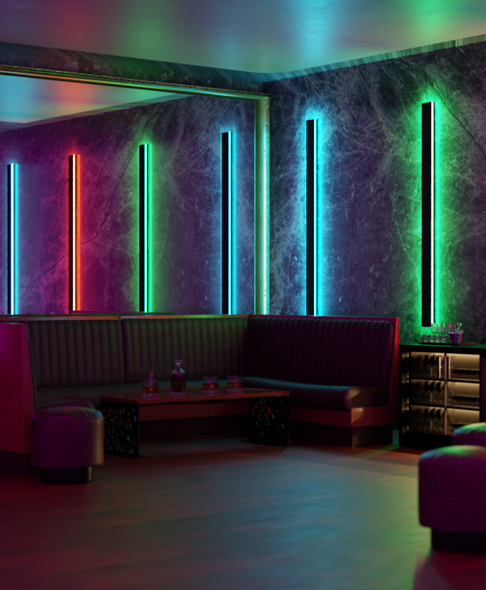 Lampada da parete impermeabile RGB LumaHaven — fascia nera, RF, 358 effetti - Desfino