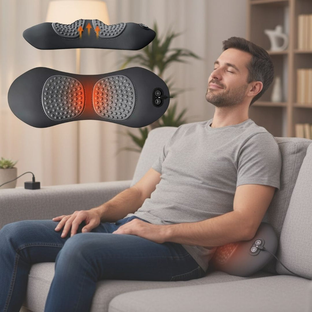 Masajeador de espalda con calor LuminaBack 3 en 1 — Vibración, descompresión - Desfino