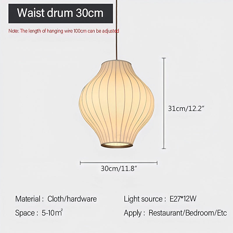 Vintage-LED-Pendelleuchte aus Seide in Laternenform | Desfino