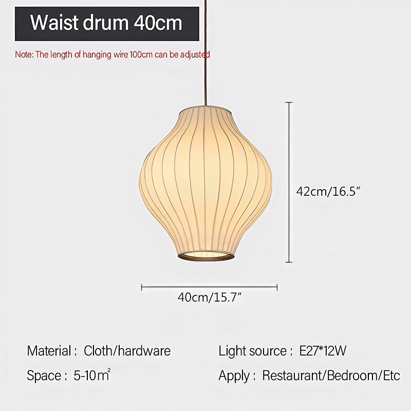 Vintage-LED-Pendelleuchte aus Seide in Laternenform | Desfino