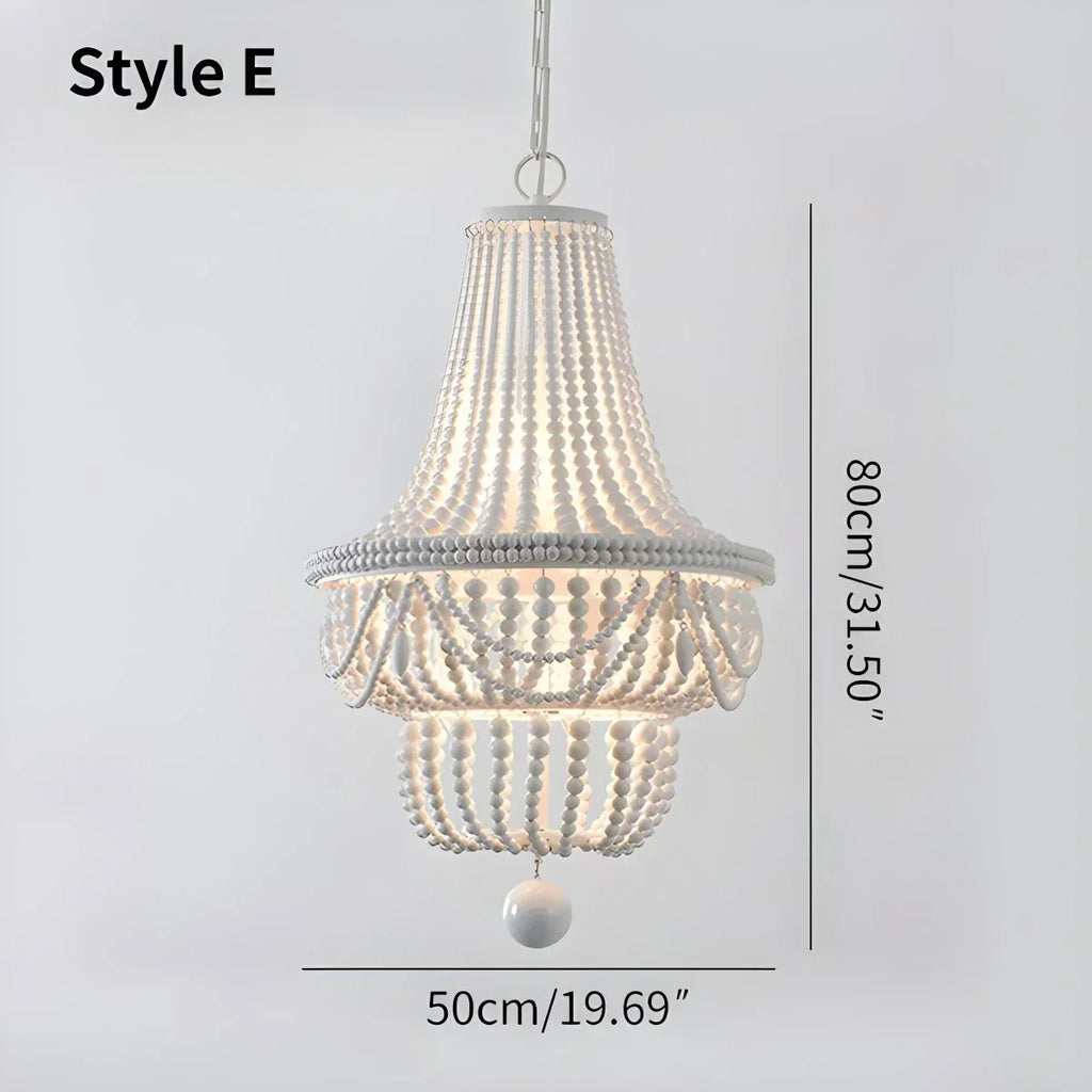 Retro Wooden Bead Chandelier for Dining Room | Desfino