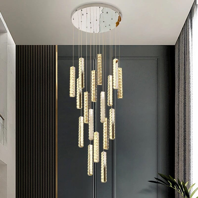 Orabella Modern LED Crystal Chandelier — Elongated Faceted Accents - Desfino