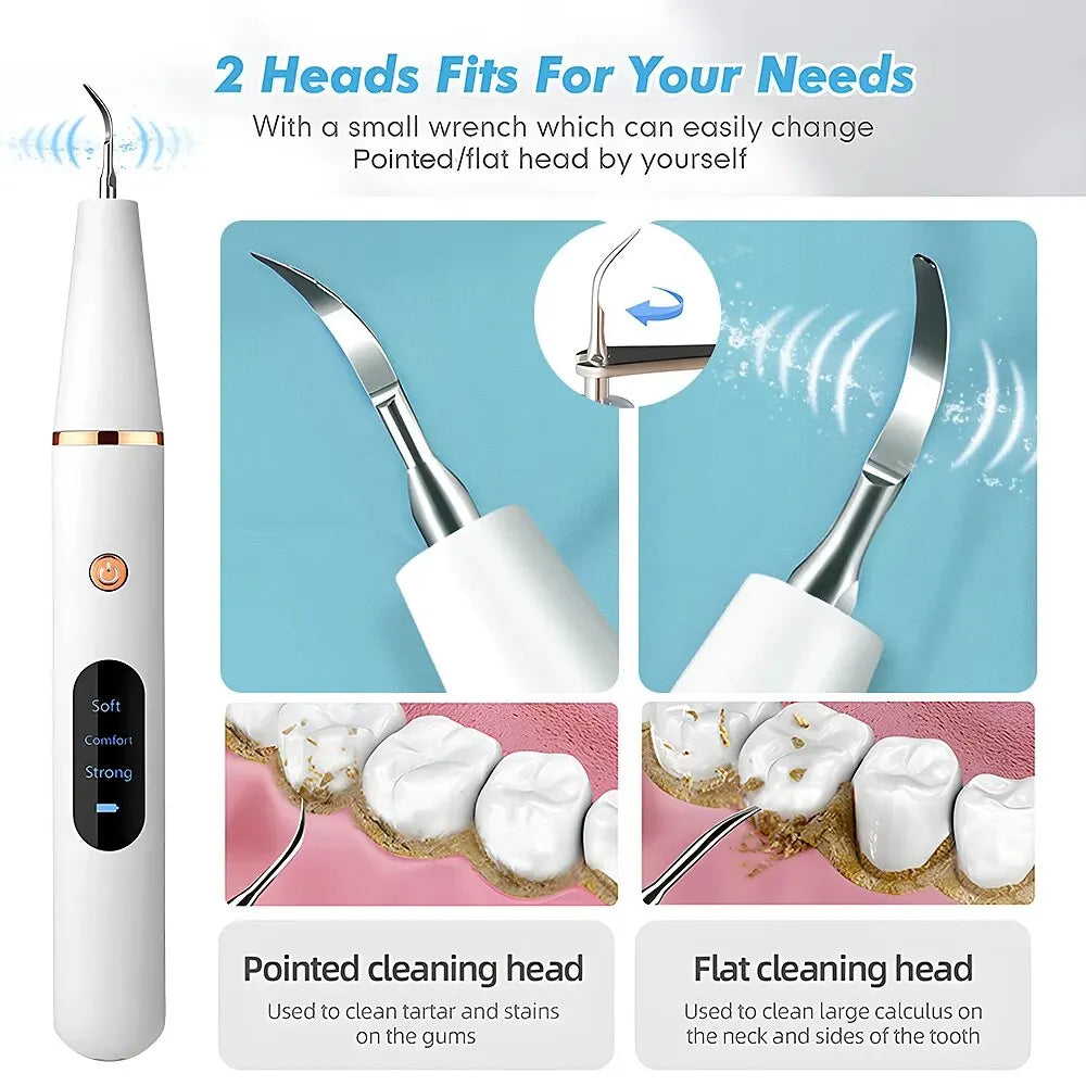 SonicDent 38 kHz Ultrasonic Teeth Cleaner — LED Light, USB Rechargeable - Desfino