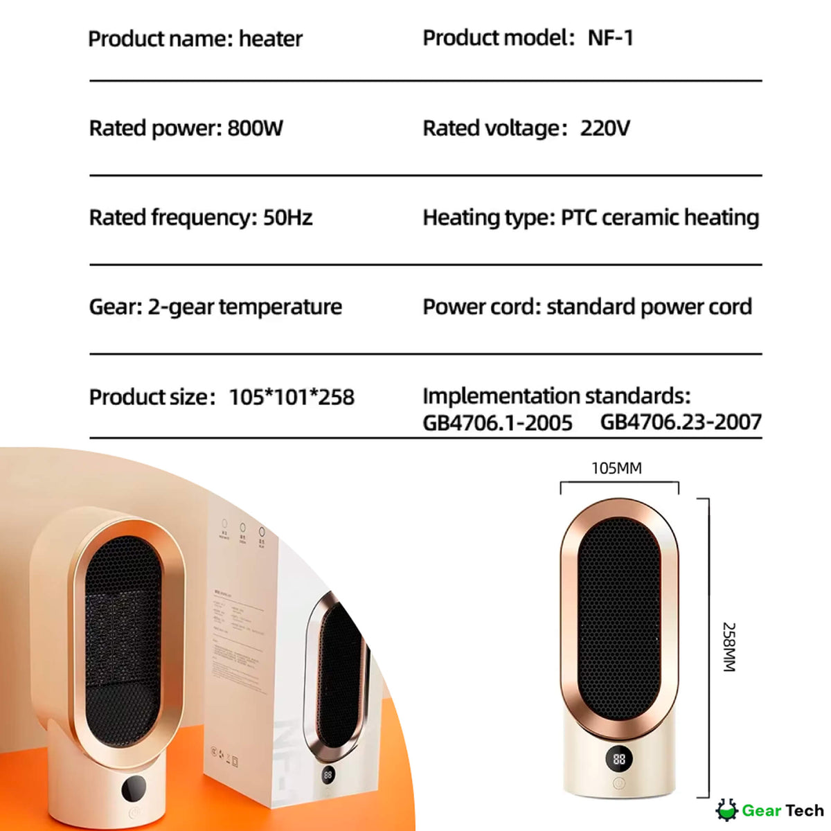 Tichý pokojový ohřívač ThermaLite — kompaktní, energeticky úsporné vytápění - Desfino
