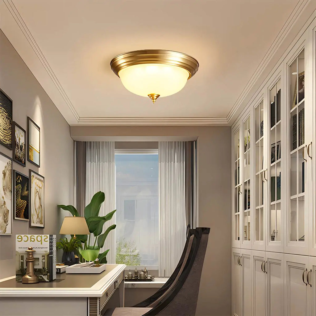 European Style Copper Glass Ceiling Lamp-D | Desfino
