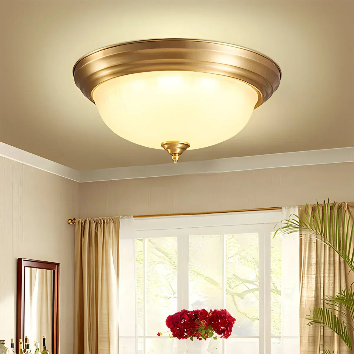European Style Copper Glass Ceiling Lamp-D | Desfino