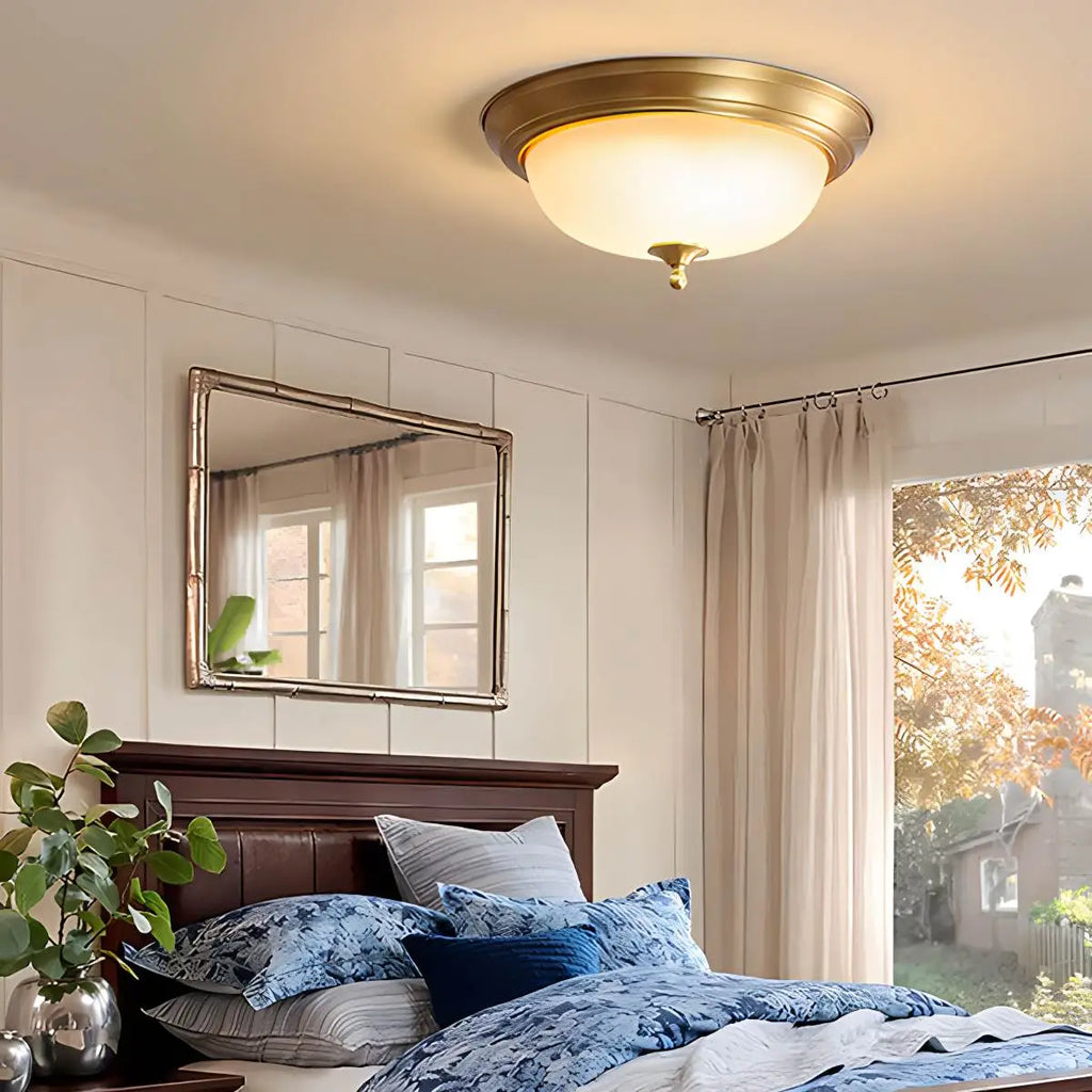 European Style Copper Glass Ceiling Lamp-D | Desfino