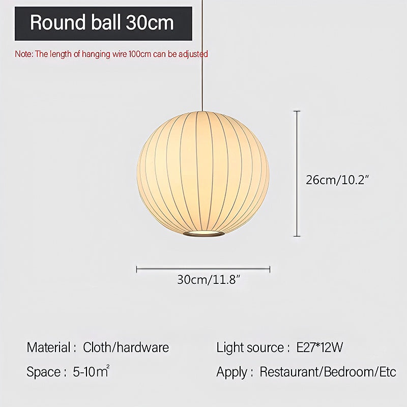 Vintage-LED-Pendelleuchte aus Seide in Laternenform | Desfino