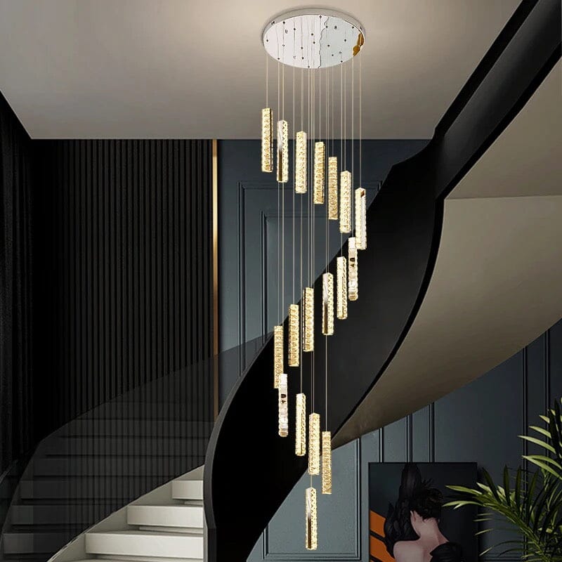 Orabella Modern LED Crystal Chandelier — Elongated Faceted Accents - Desfino