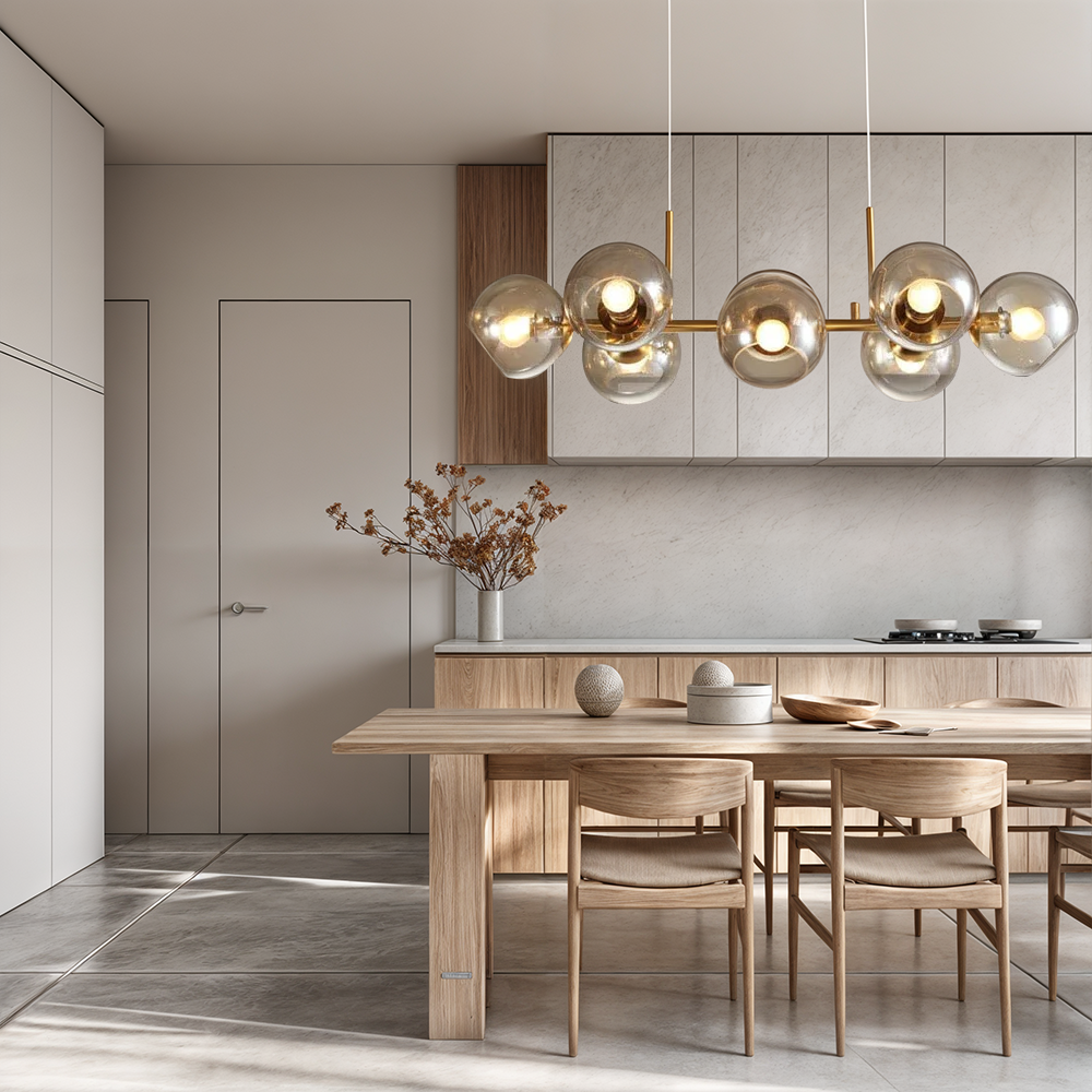 Aveline-bubbelkroonluchter — zwarte en gouden hanglamp van 56 W, 40 x 110cm - Desfino