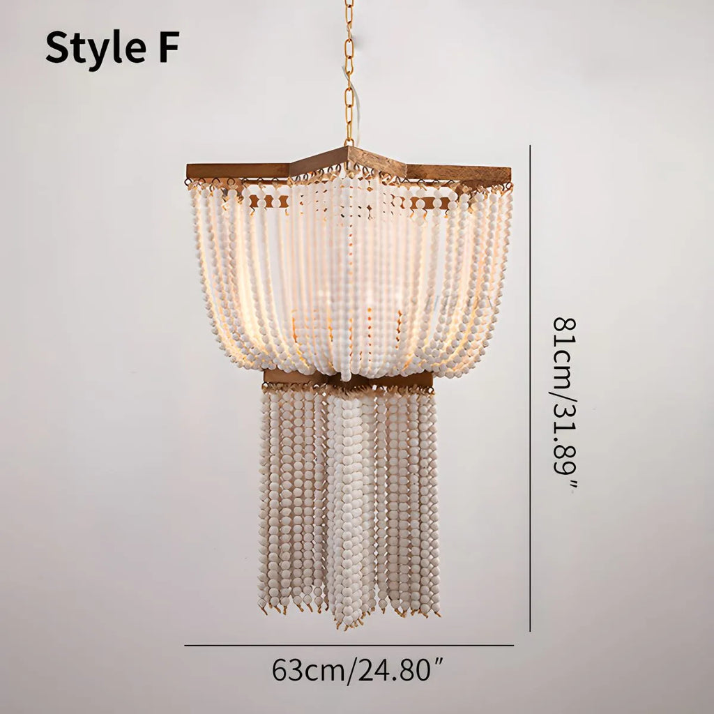 Retro Wooden Bead Chandelier for Dining Room | Desfino
