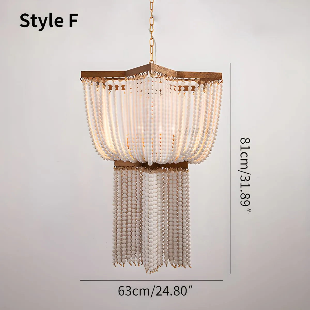 Retro Wooden Bead Chandelier for Dining Room | Desfino