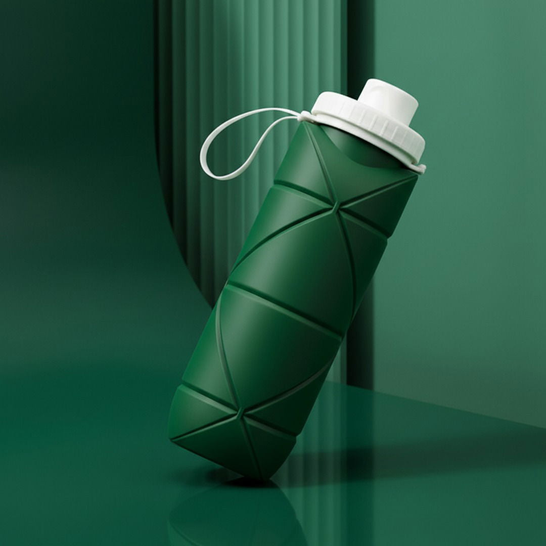 Silikonowa butelka na wodę 600 ml — składana pokrywka, składa się do 6,5 cm - Desfino