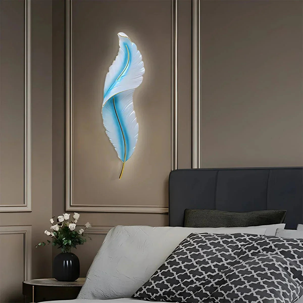 Feather Wall Lamp for Bedroom Living Room | Desfino