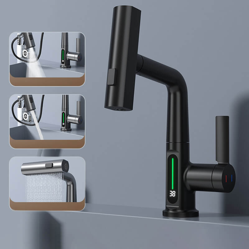Bateria kuchenna Watermaster z wyciąganą wylewką — wąż 60 cm, obrót 360°, wskaźnik temperatury - Desfino
