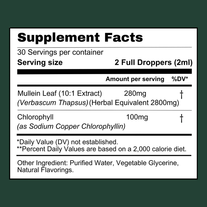 Mullein Leaf Extract & Chlorophyll — Two-Drop Lung Support Formula - Desfino