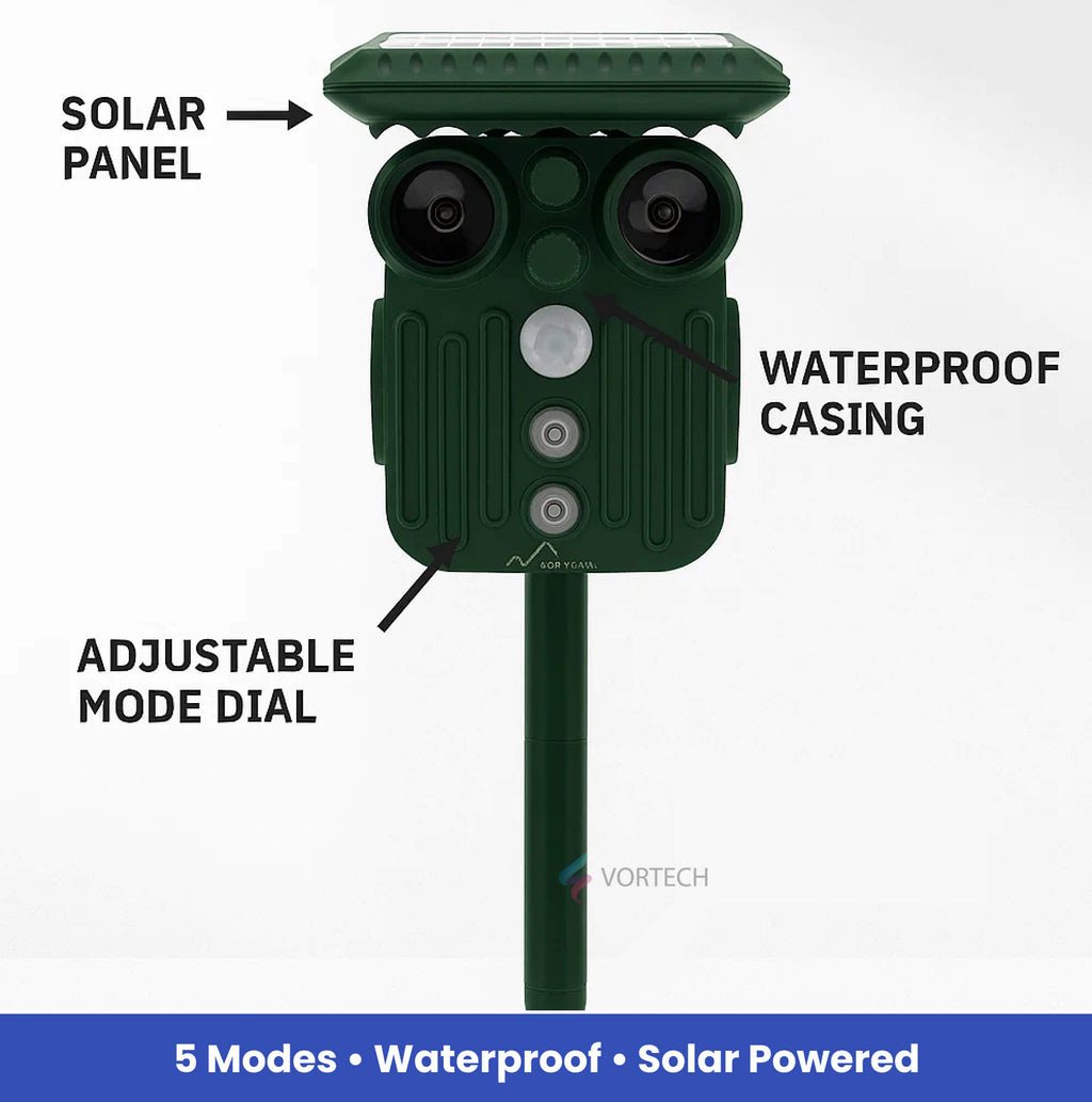 Sylva 太阳能超声波驱鹿器 — 5 种模式、防水 | Desfino