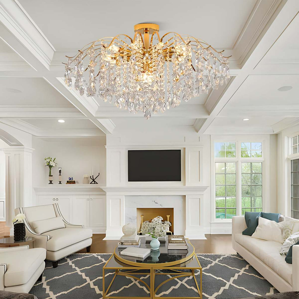French Vintage Crystal Ceiling Chandelier | Desfino