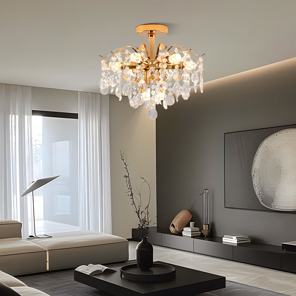 French Vintage Crystal Ceiling Chandelier | Desfino