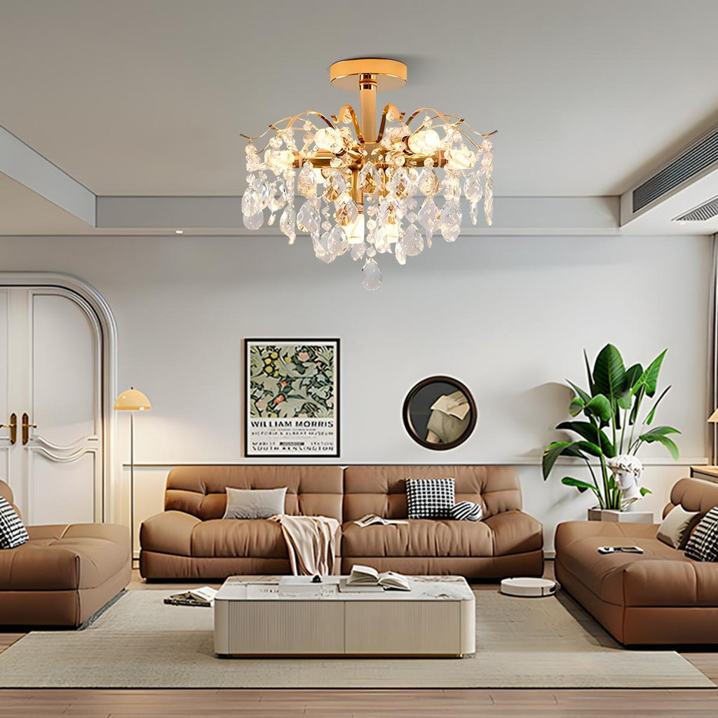 French Vintage Crystal Ceiling Chandelier | Desfino