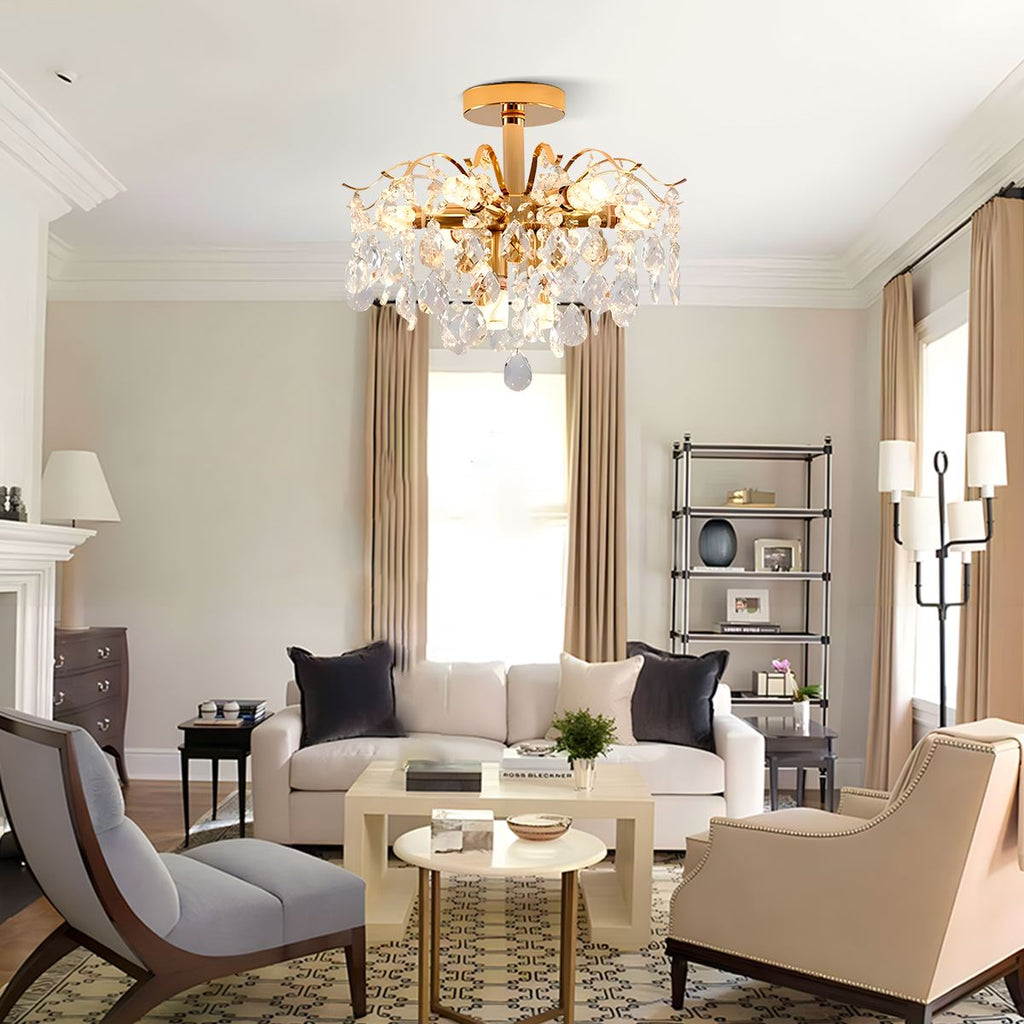 French Vintage Crystal Ceiling Chandelier | Desfino