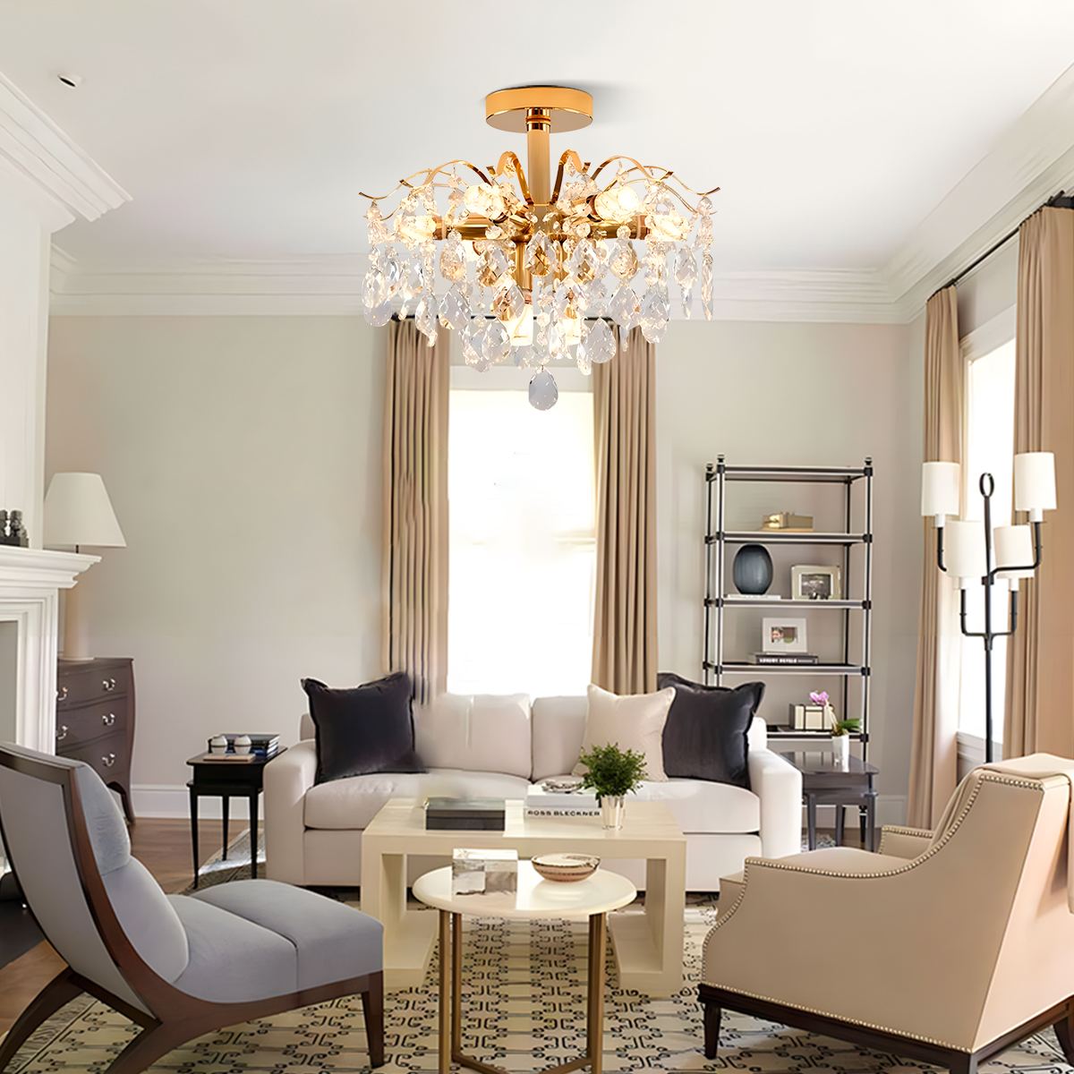French Vintage Crystal Ceiling Chandelier | Desfino