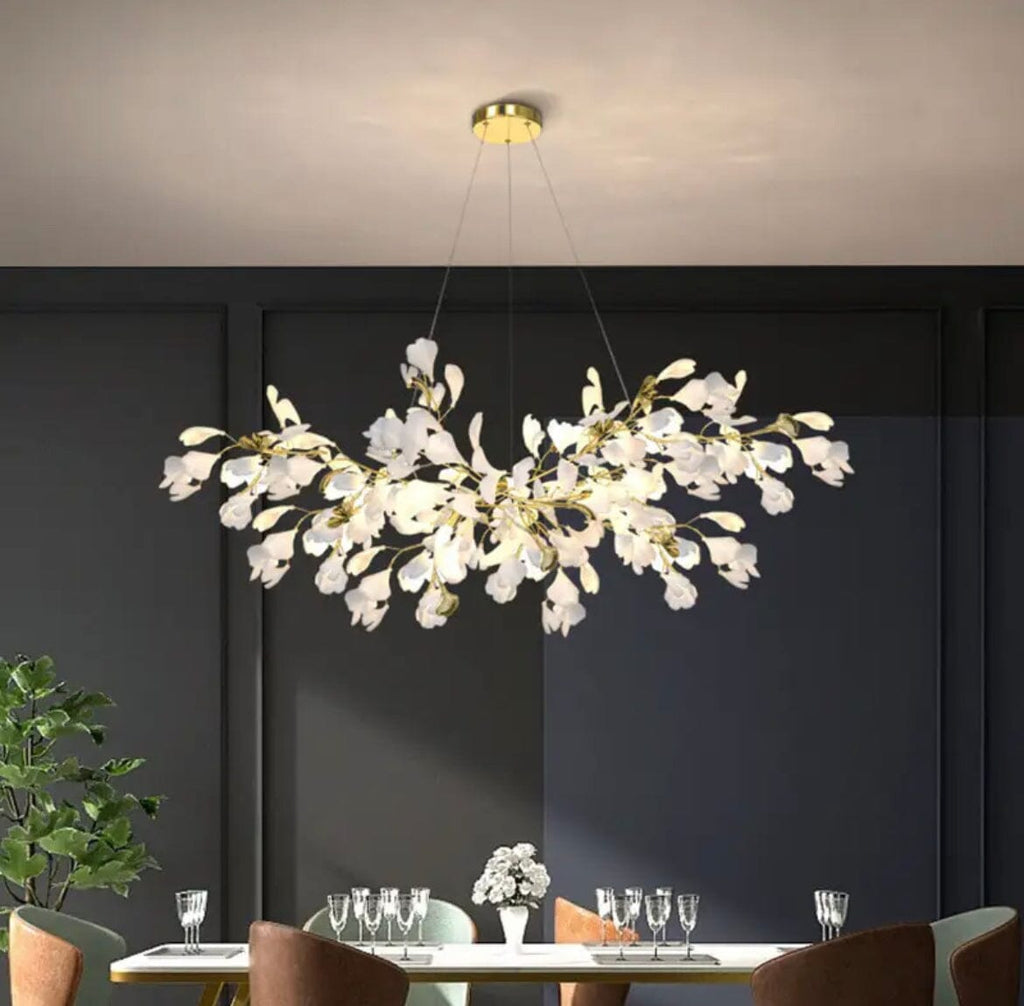 Lampadario in ceramica LumaPetal — Luce LED bianca calda e dimmerabile - Desfino