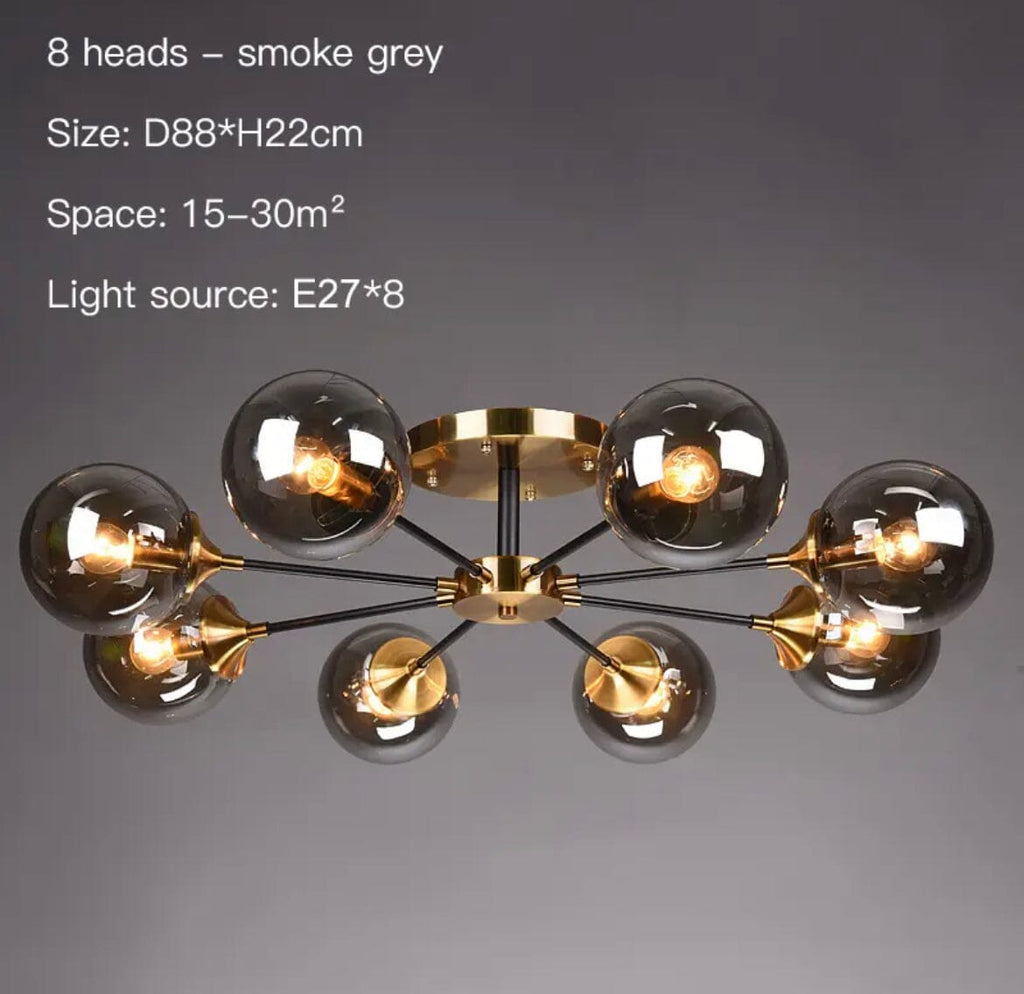 8-Light Glass Globe Chandelier in Jade