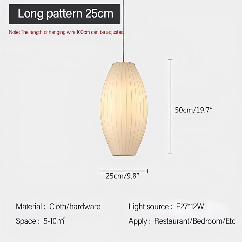 Vintage-LED-Pendelleuchte aus Seide in Laternenform | Desfino