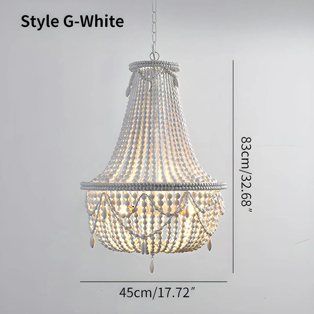 Retro Wooden Bead Chandelier for Dining Room | Desfino