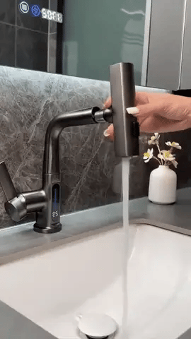 صنبور Quorra AquaFlex قابل للسحب — خرطوم بطول 60cm، دوران 360°، LED - Desfino