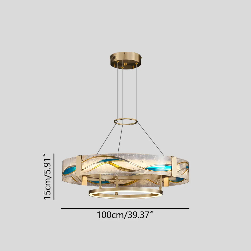 Enamel Round Brass Chandelier for Dining Area | Desfino