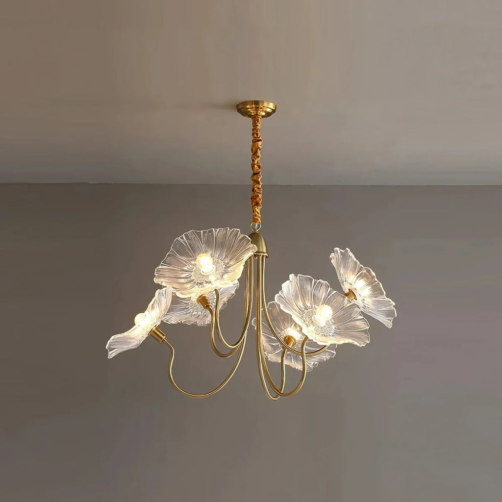 Lotus Leaf Glass Chandelier for Living Room | Desfino